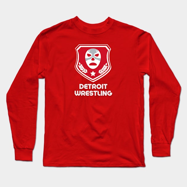 Detroit Wrestling "Rubber Puck Red" Long Sleeve T-Shirt by DDT Shirts